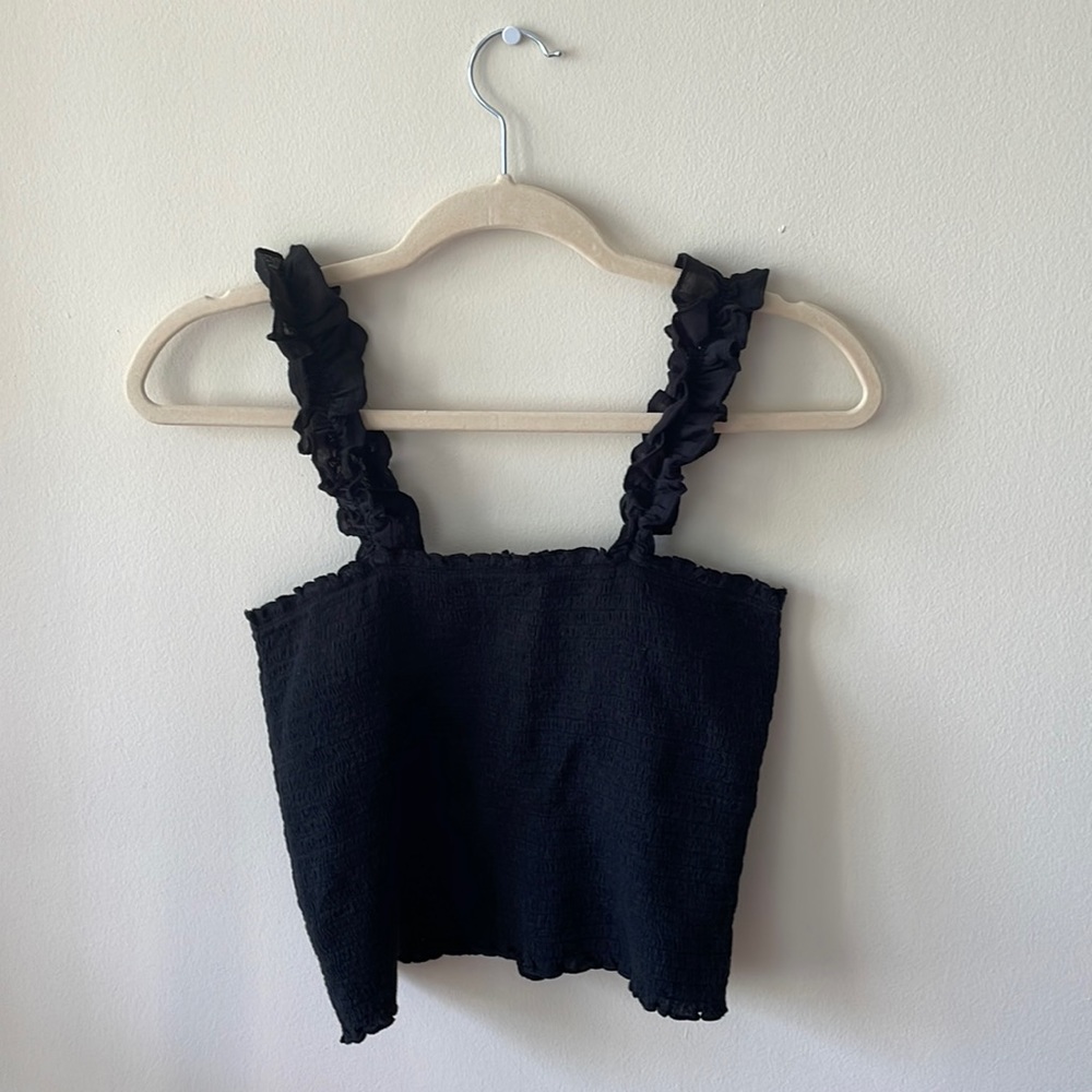 NWT aerie smocked black tank top